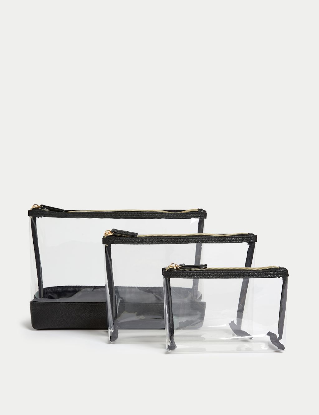 3 Piece Clear Makeup Bag Set
