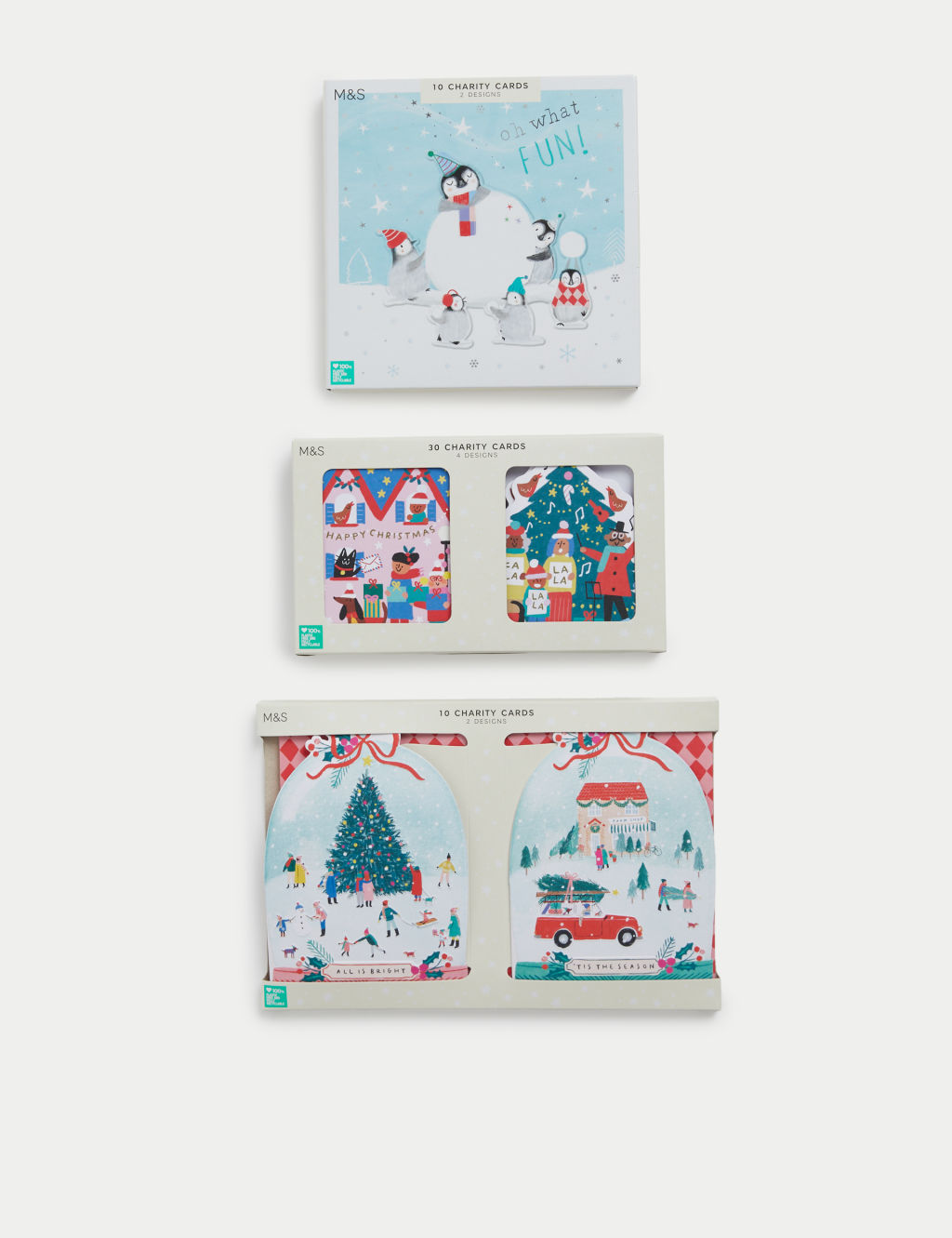 50 Charity Christmas Cards - Cute Fun Festive Designs
