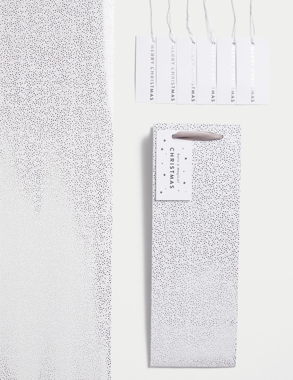 Silver 3M Christmas Gift Wrap with Gift Tags & Bottle Bag
