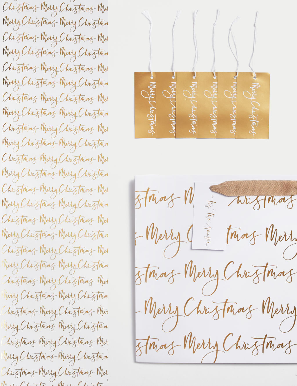 Gold 3M Christmas Gift Wrap with Gift Tags & Large Bag