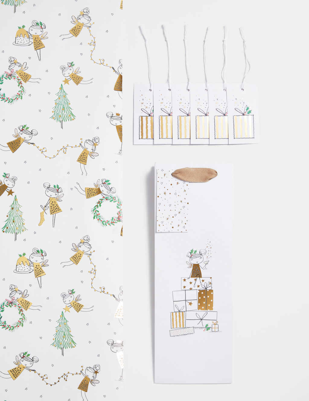 Fairy 3M Christmas Gift Wrap with Gift Tags & Bottle Bag