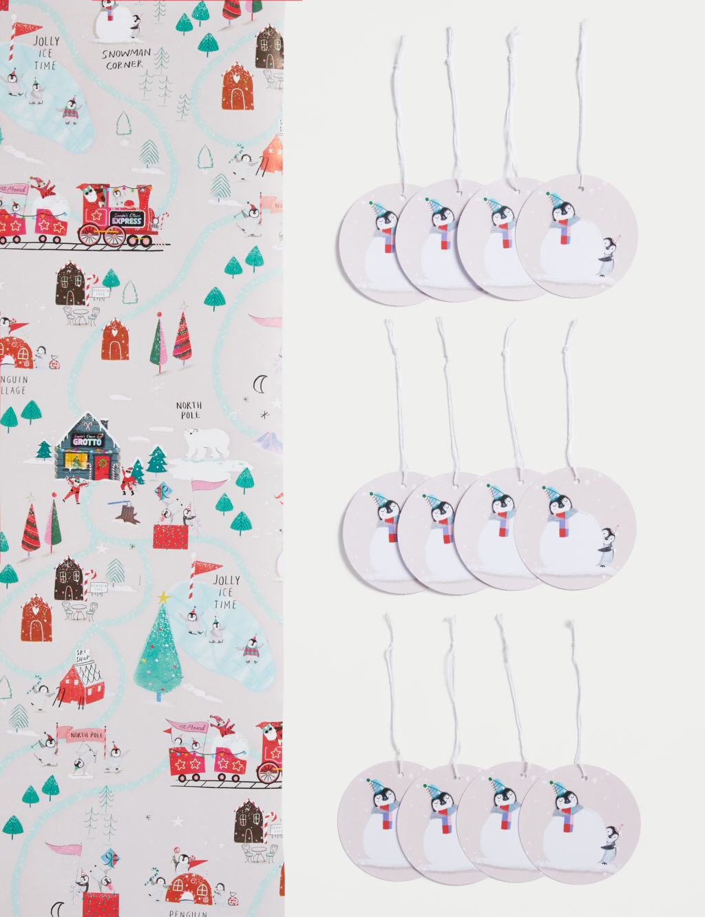 Cute Penguins 10m Christmas Gift Wrap & Tags