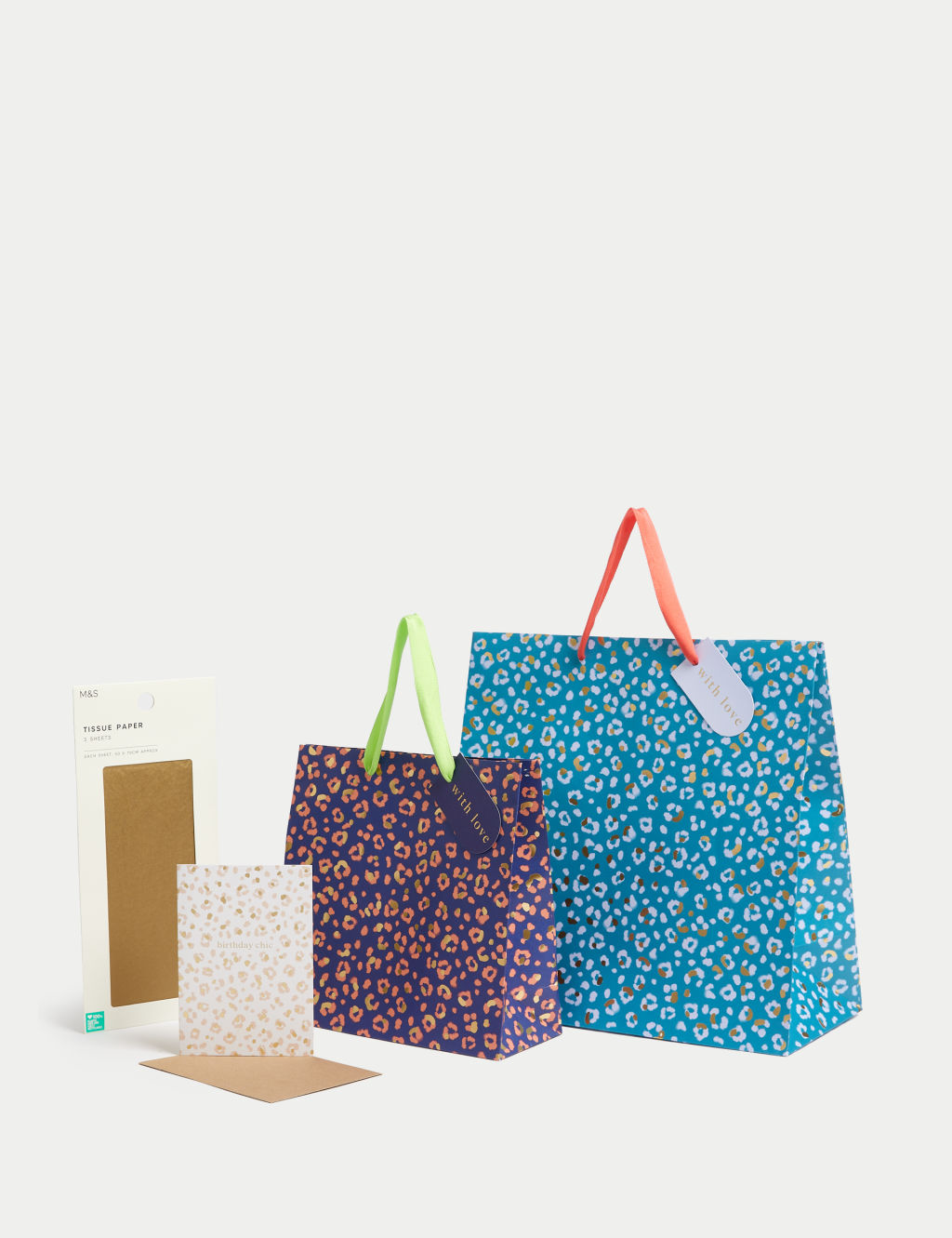Leopard Print Gift Wrap Set With Birthday Card, Gift Bags & Tissue