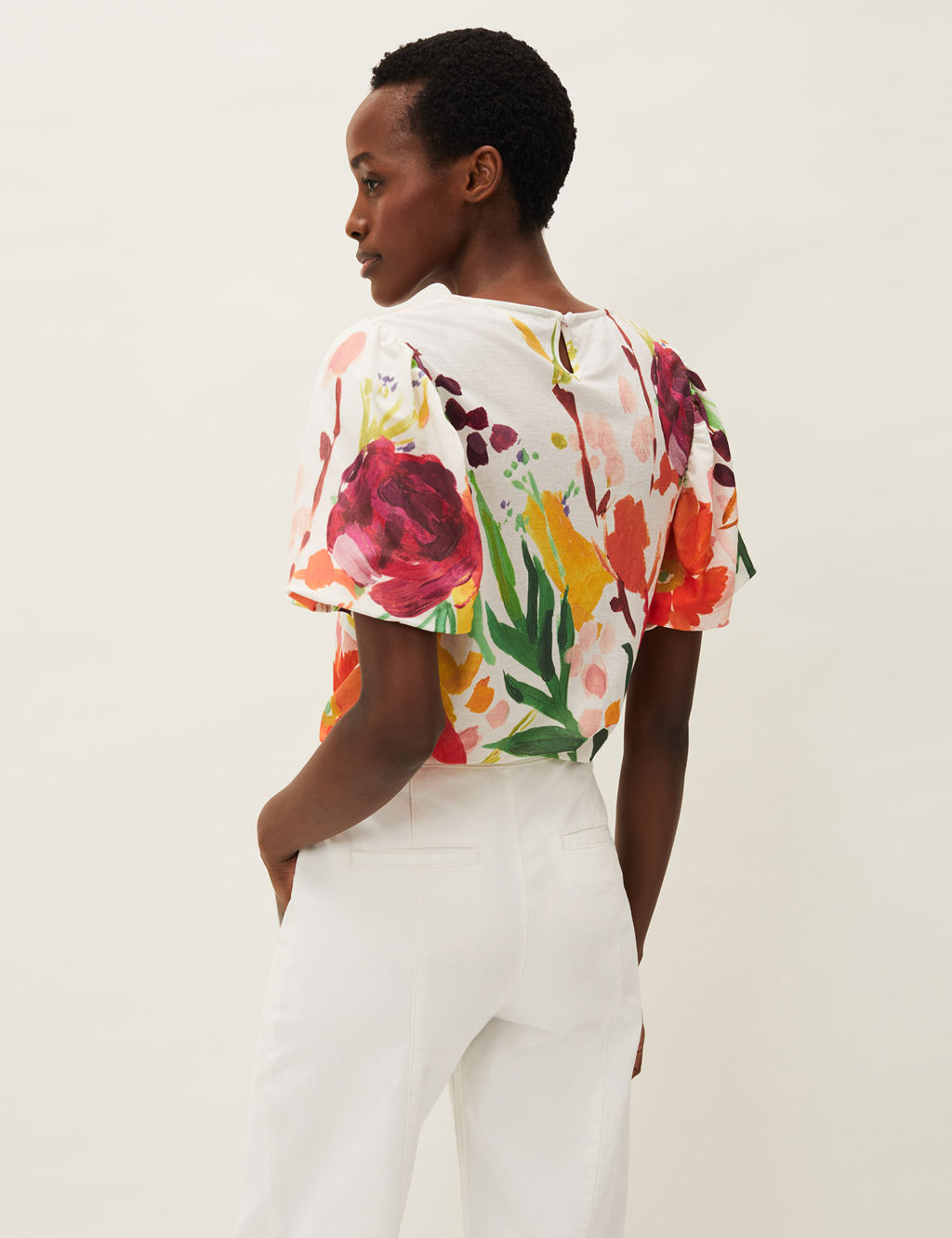 Jersey Floral Puff Sleeve T-Shirt 4 of 5