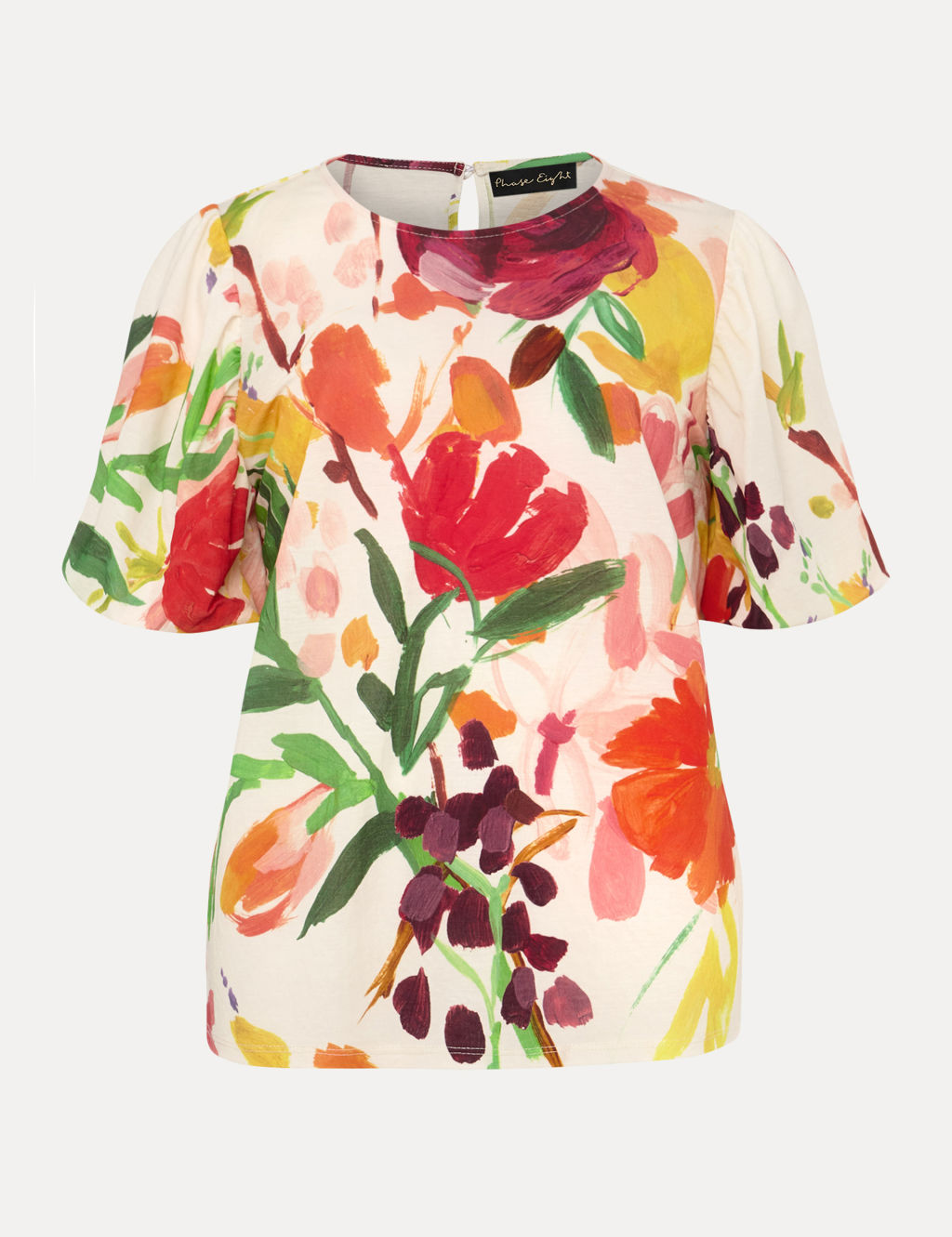 Jersey Floral Puff Sleeve T-Shirt 1 of 5
