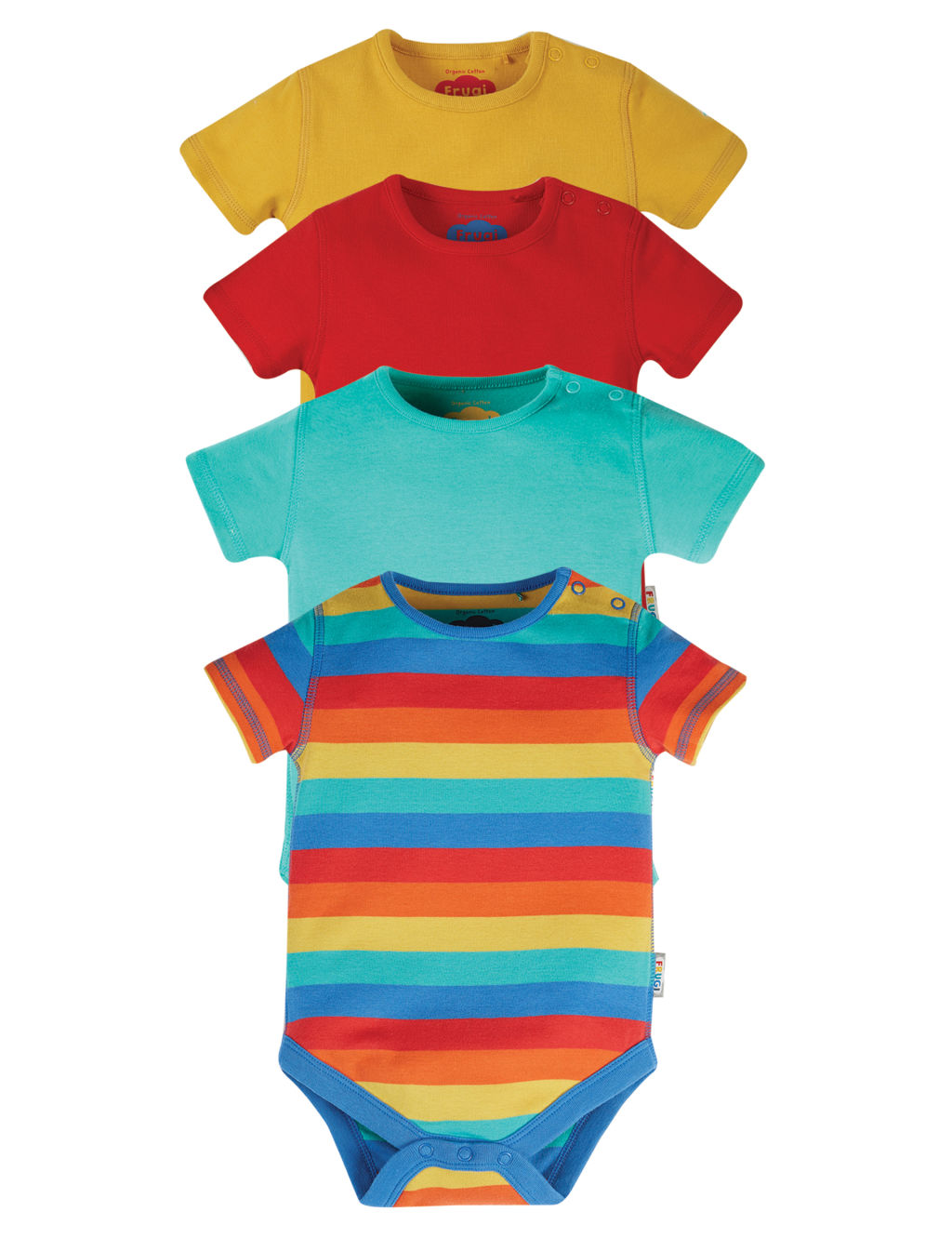 4pk Organic Cotton Rainbow Bodysuits (7lbs-3 Yrs)