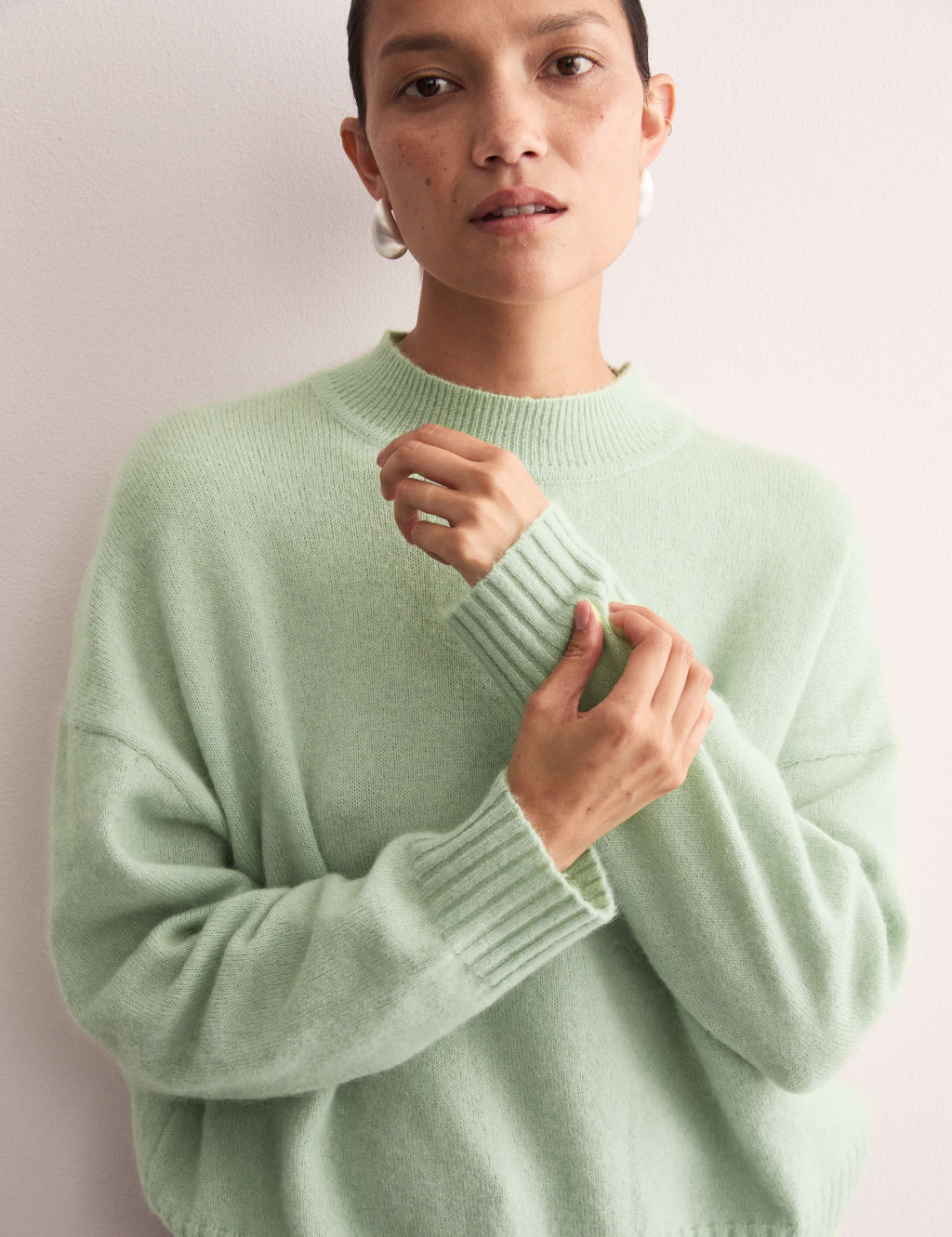 Mohair Blend Crew Neck Jumper with Wool