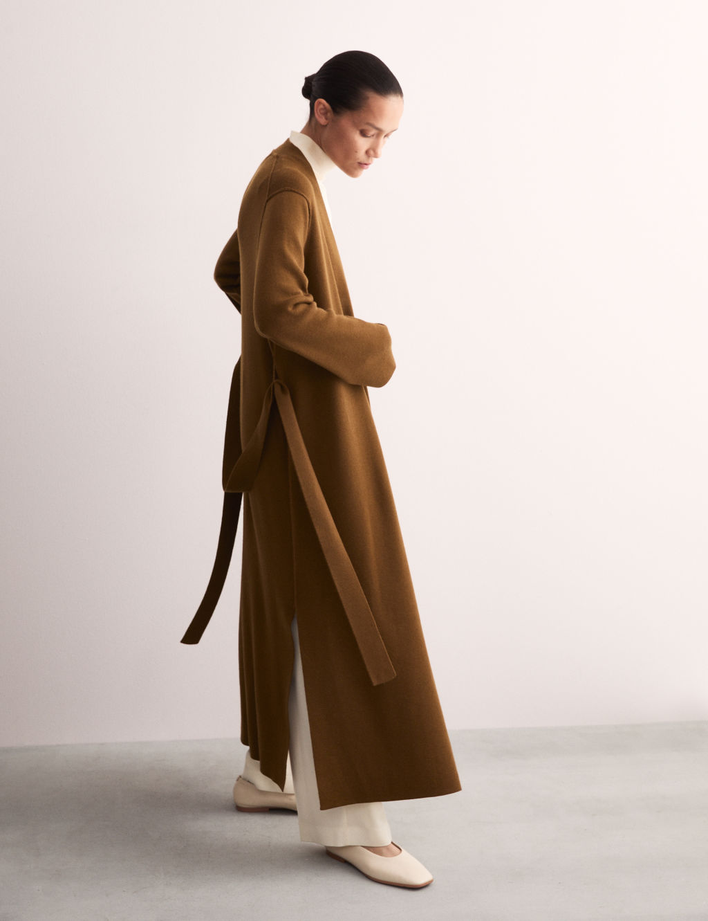 Pure Merino Wool Wrap Longline Cardigan