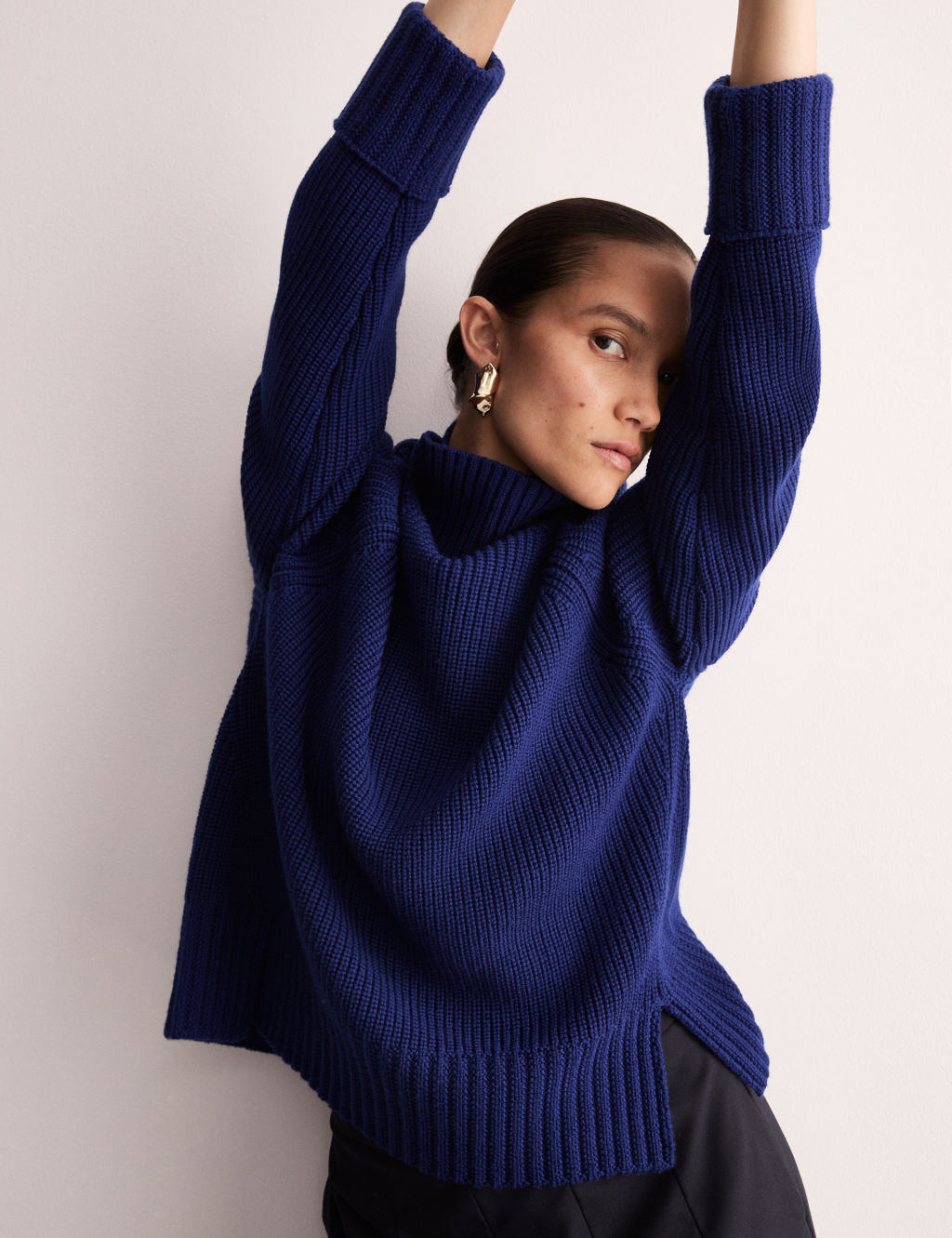 Pure Merino Wool Funnel Neck Jumper