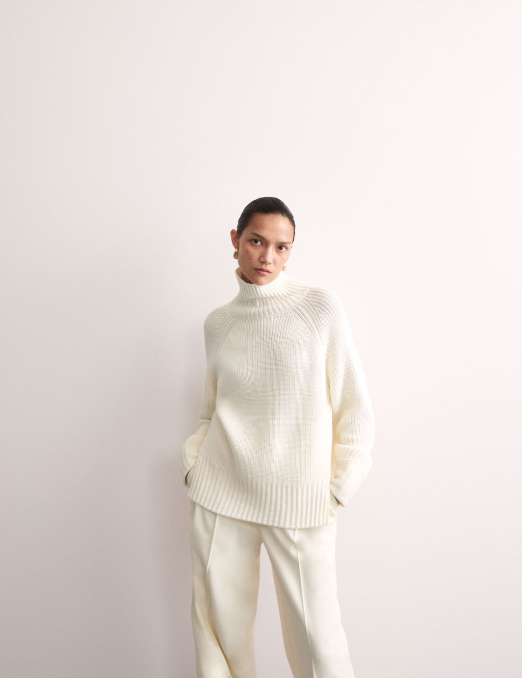 Pure Merino Wool Funnel Neck Jumper