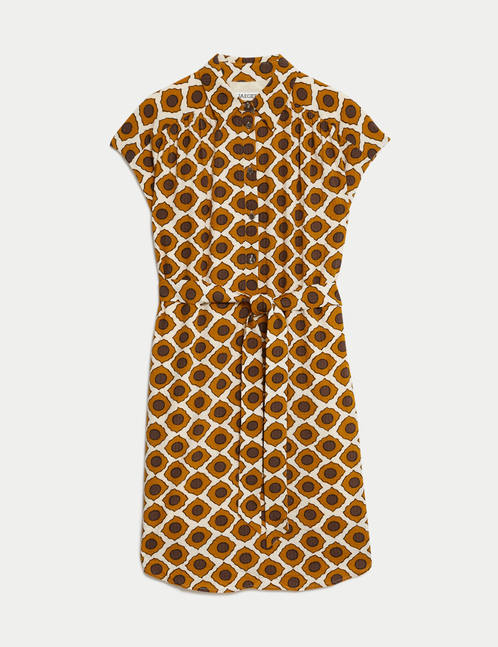 Printed Collared Tie Waist Mini Shift Dress 1 of 8