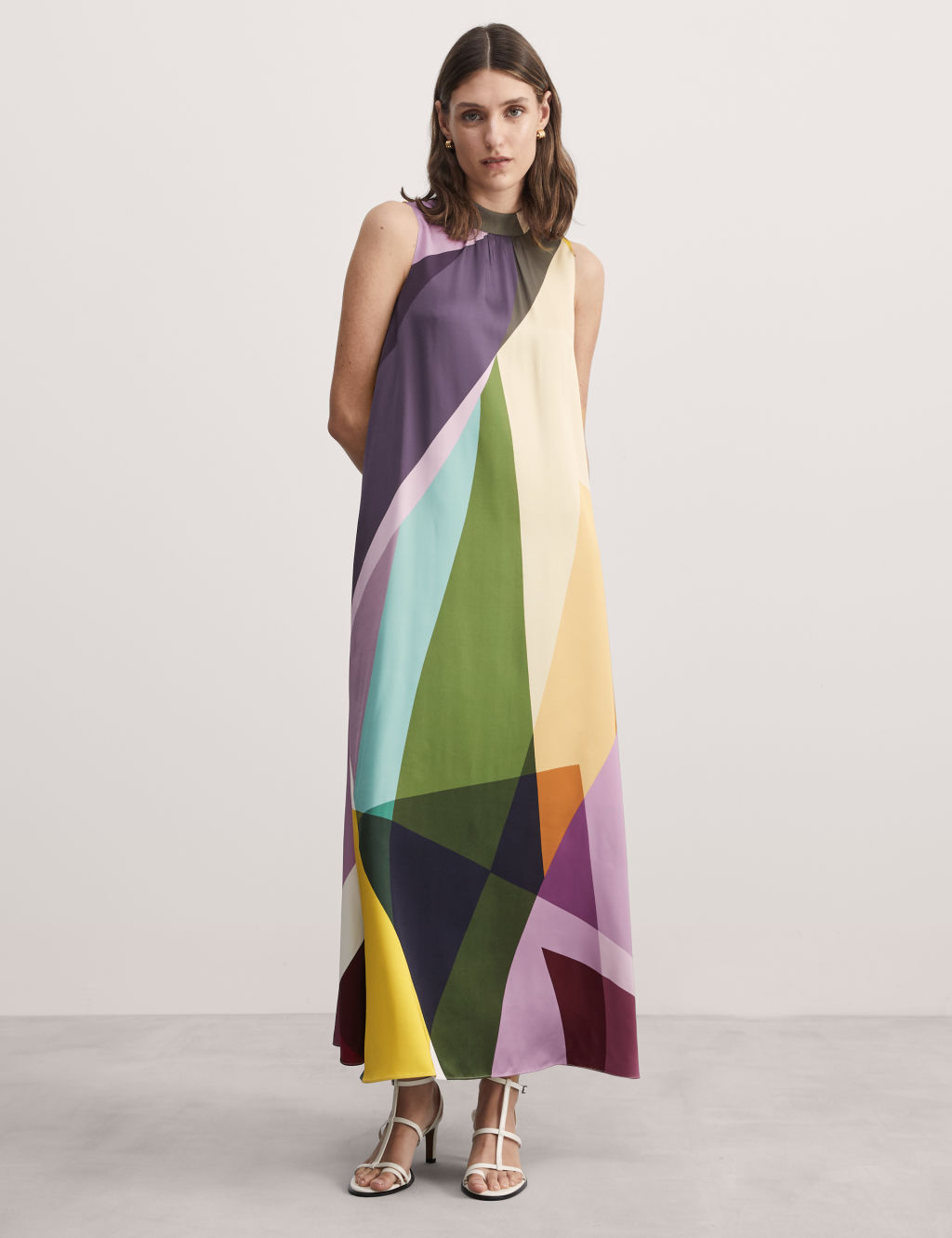 Printed Funnel Neck Maxi Shift Dress 6 of 7