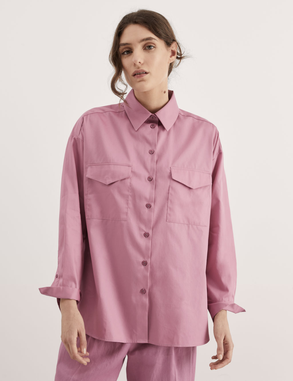 Collared Utility Shirt in Beige