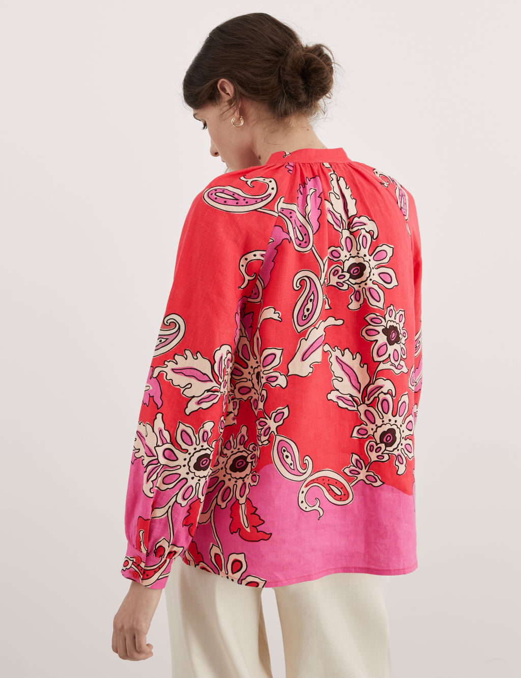 Pure Linen Paisley Crew Neck Relaxed Top 4 of 7