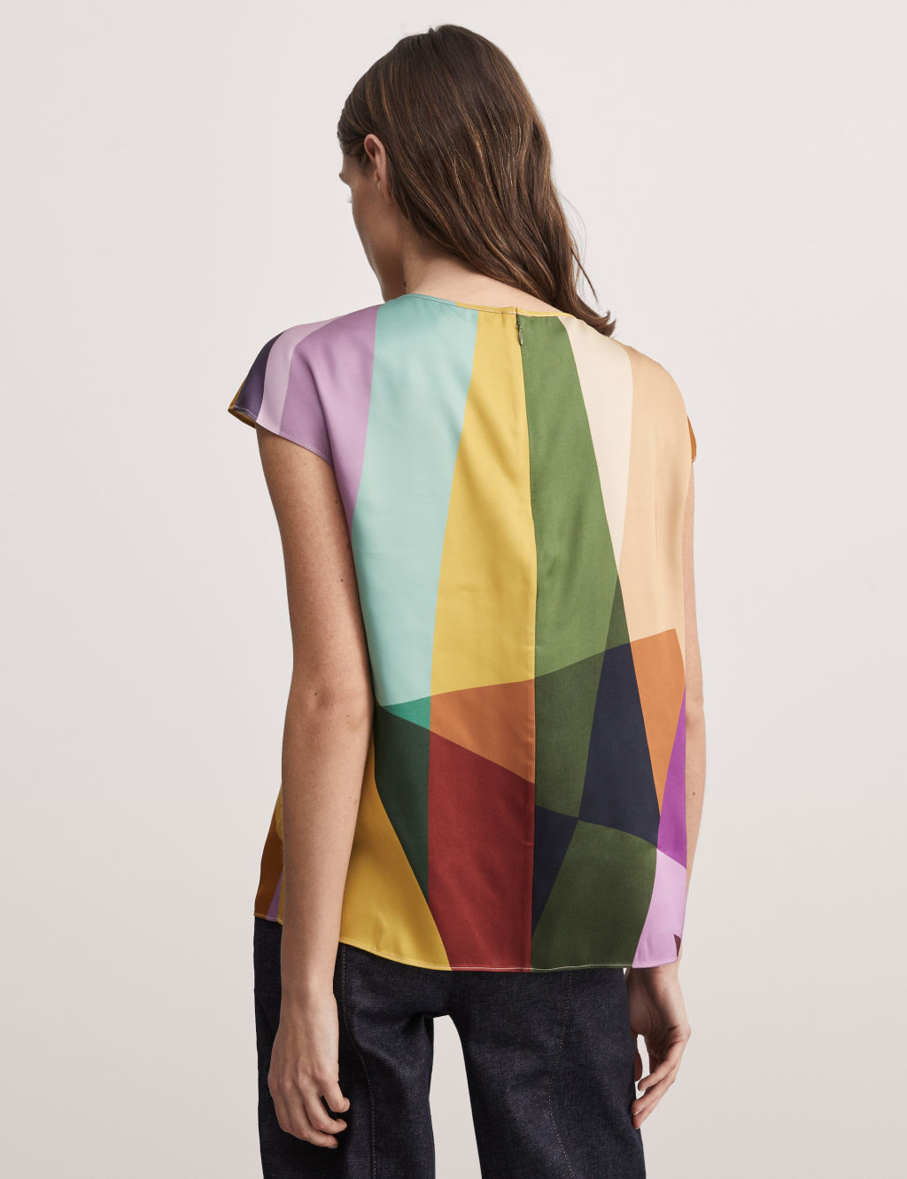 Colour Block Crew Neck Relaxed Blouse 2 of 6