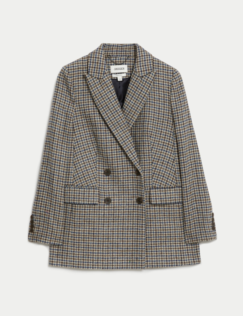 Pure Wool Checked Double Breasted Blazer