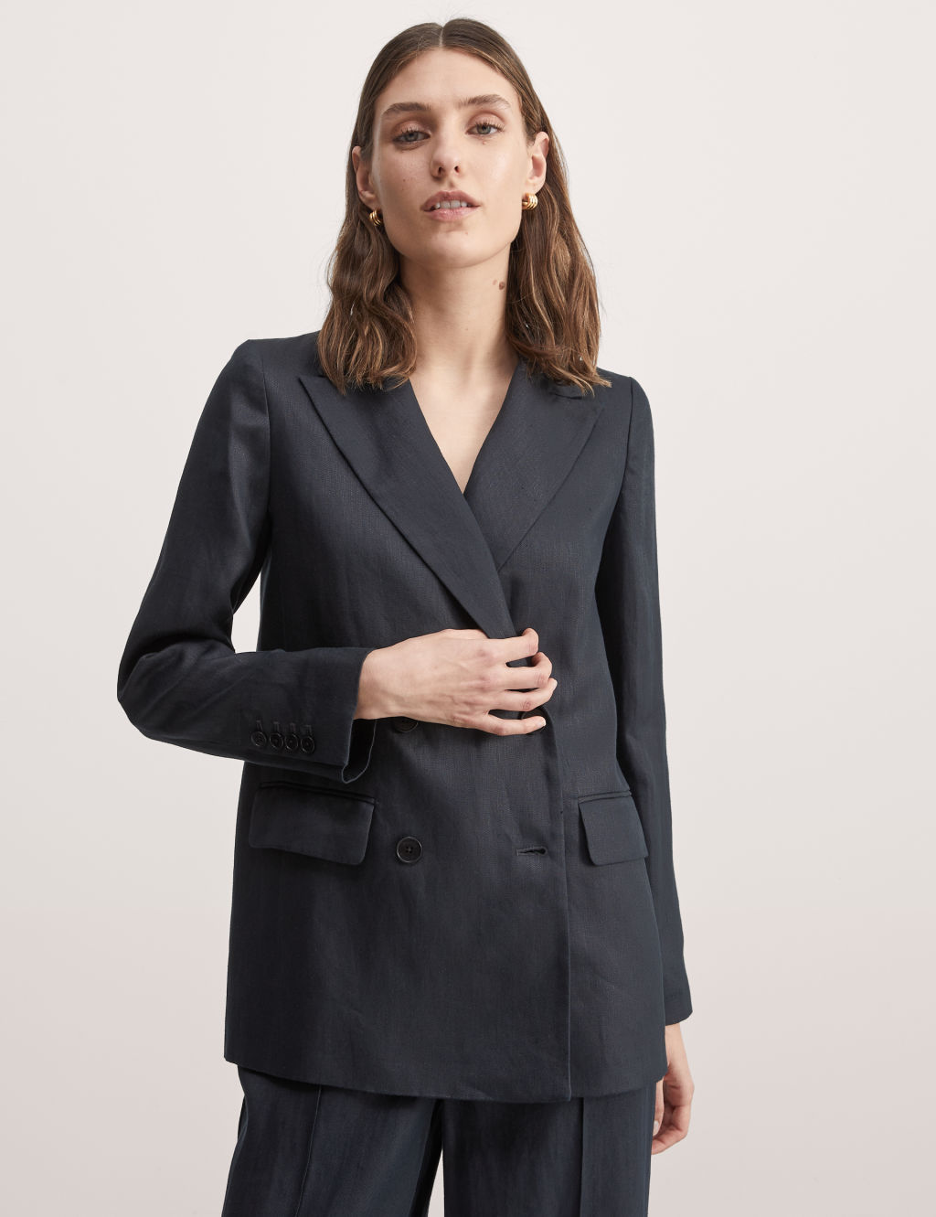 Pure Linen Double Breasted Jacket
