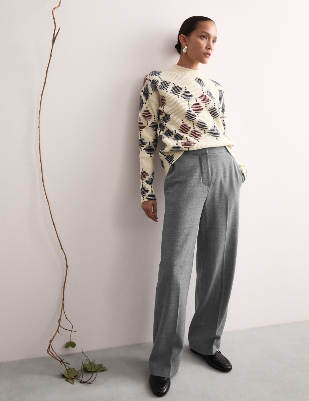 Wool Rich Flannel Straight Leg Trousers