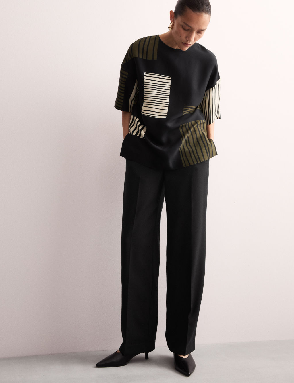 Pure Wool Straight Leg Trousers