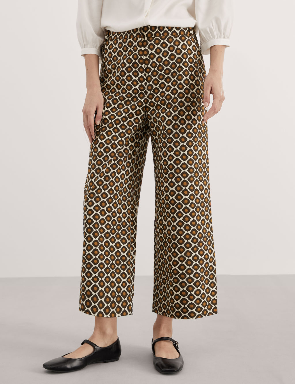 Cotton Rich Geometric Wide Leg Trousers 4 of 7