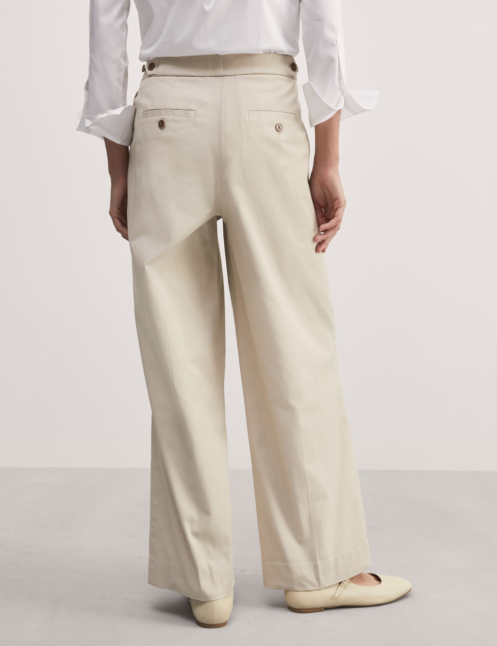 Cotton Rich Pleat Front Wide Leg Chinos 4 of 8