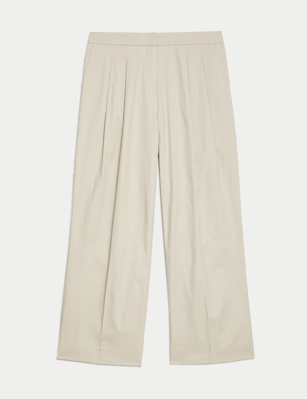 Cotton Rich Pleat Front Wide Leg Chinos 1 of 8