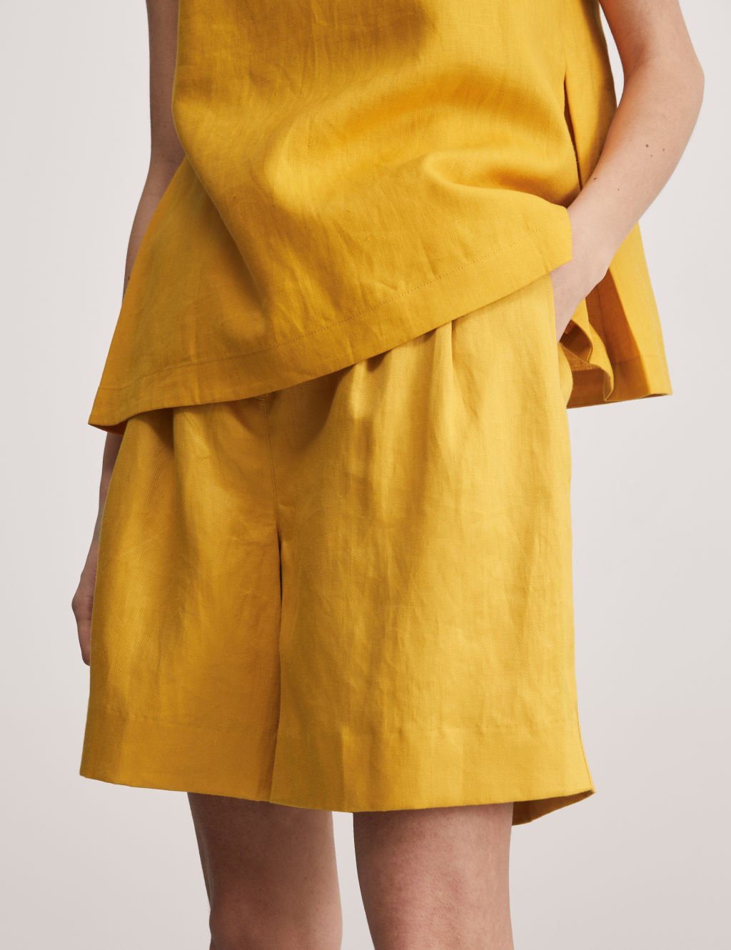 Pure Linen High Waisted Shorts