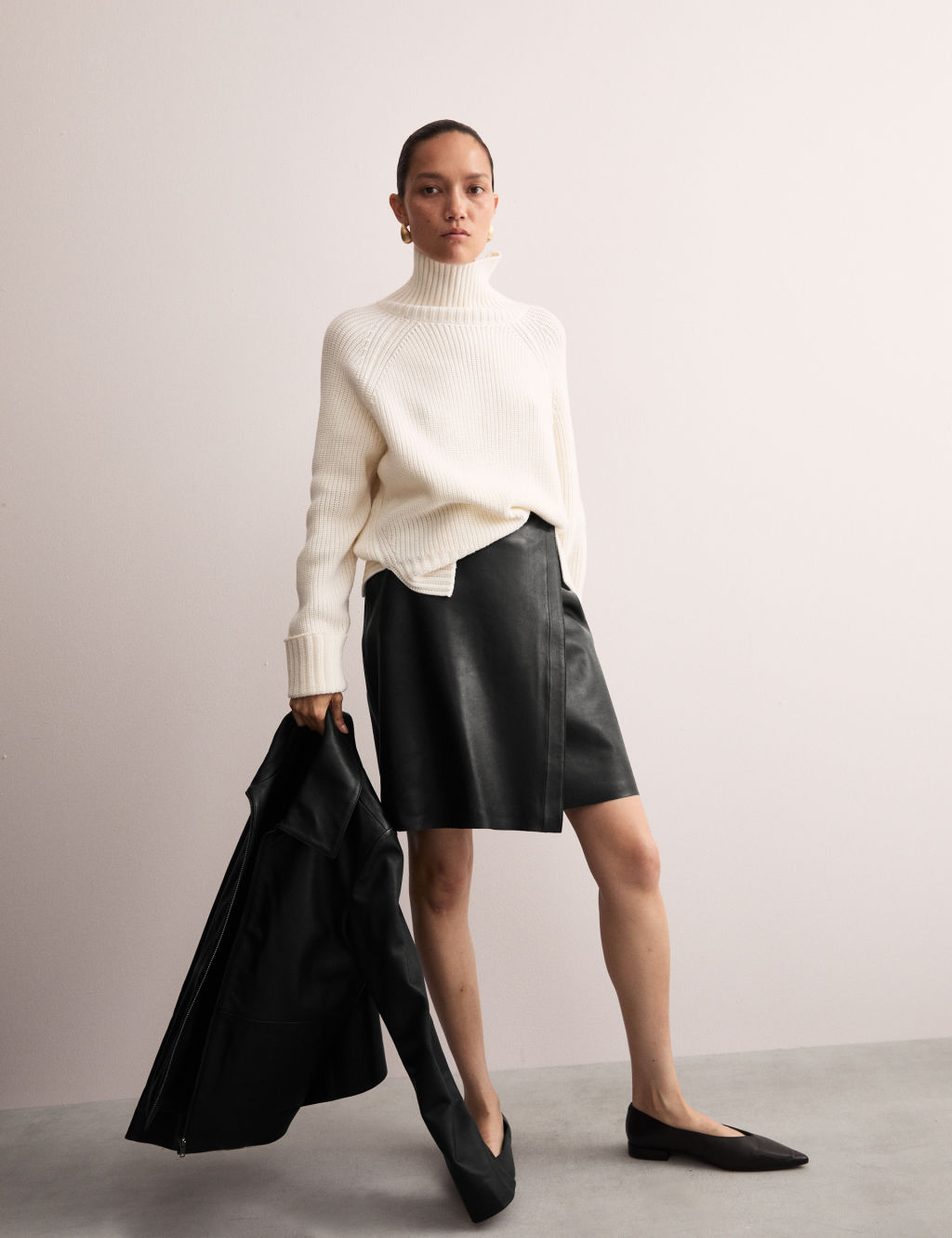 Leather Mini Wrap Skirt