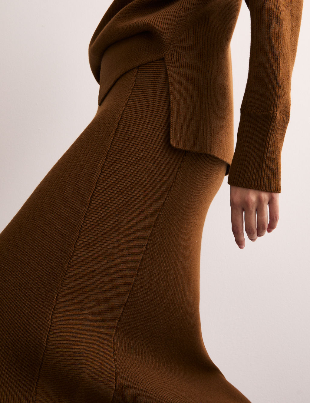 Pure Merino Wool Knitted Midi Skirt