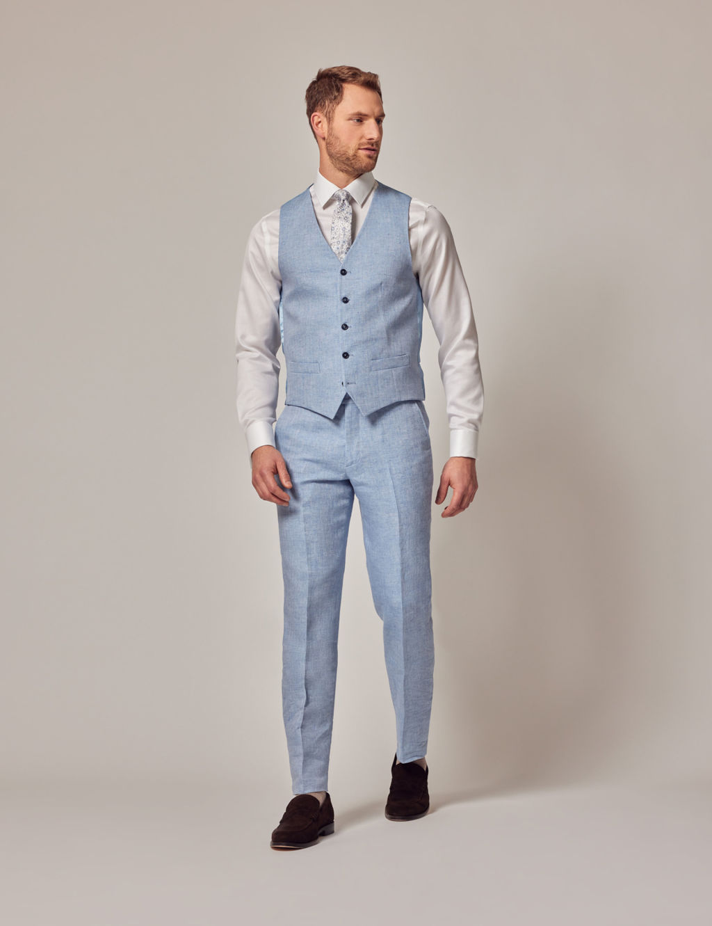 Pure Linen Herringbone Waistcoat
