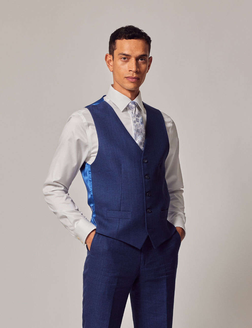 Pure Linen Herringbone Waistcoat