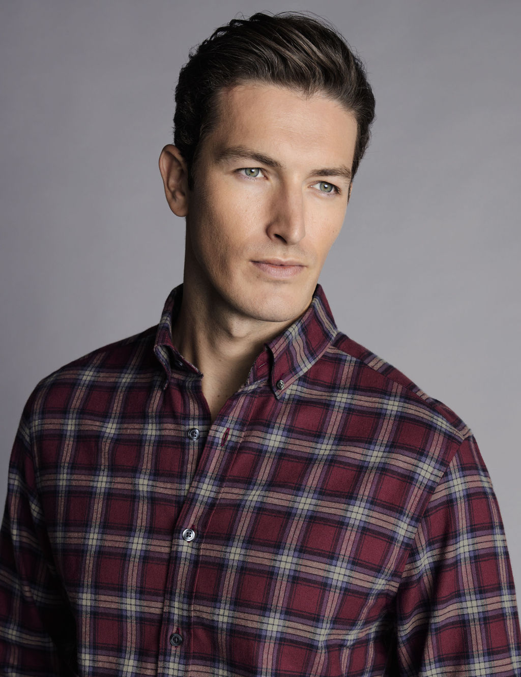 Slim Fit Brushed Cotton Check Flannel Shirt Charles Tyrwhitt M&S