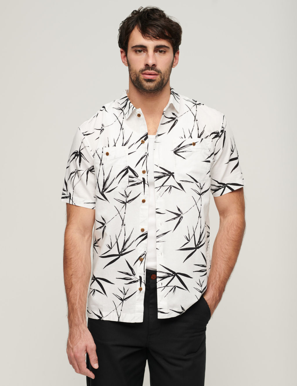 Linen Blend Printed Shirt