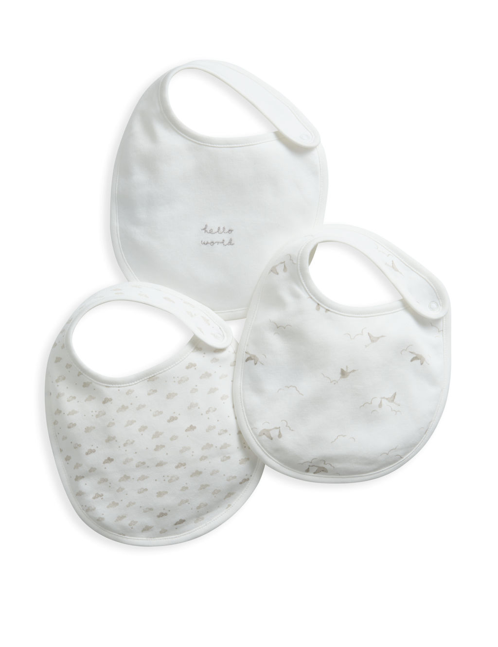 3pk Pure Cotton Patterned Dribble Bibs