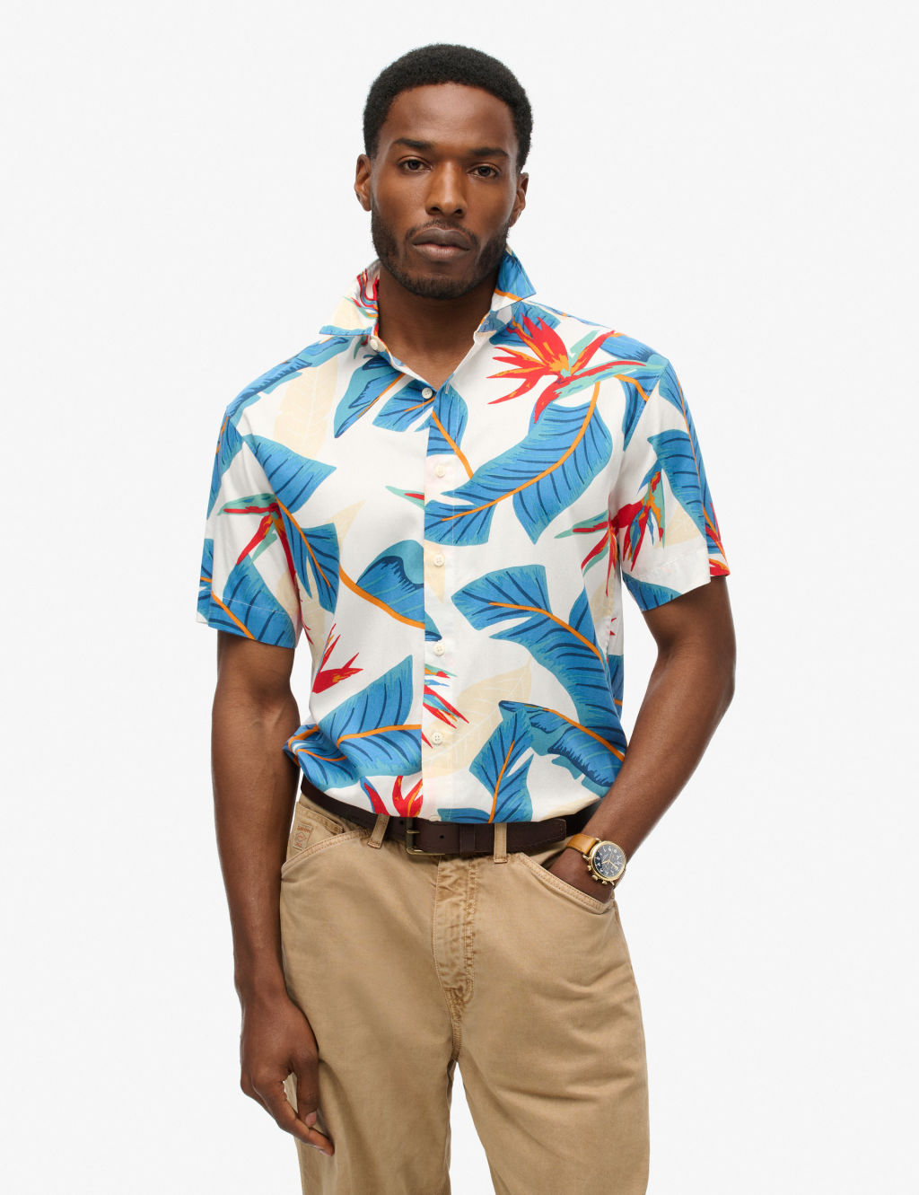 Cotton Blend Hawaiian Shirt