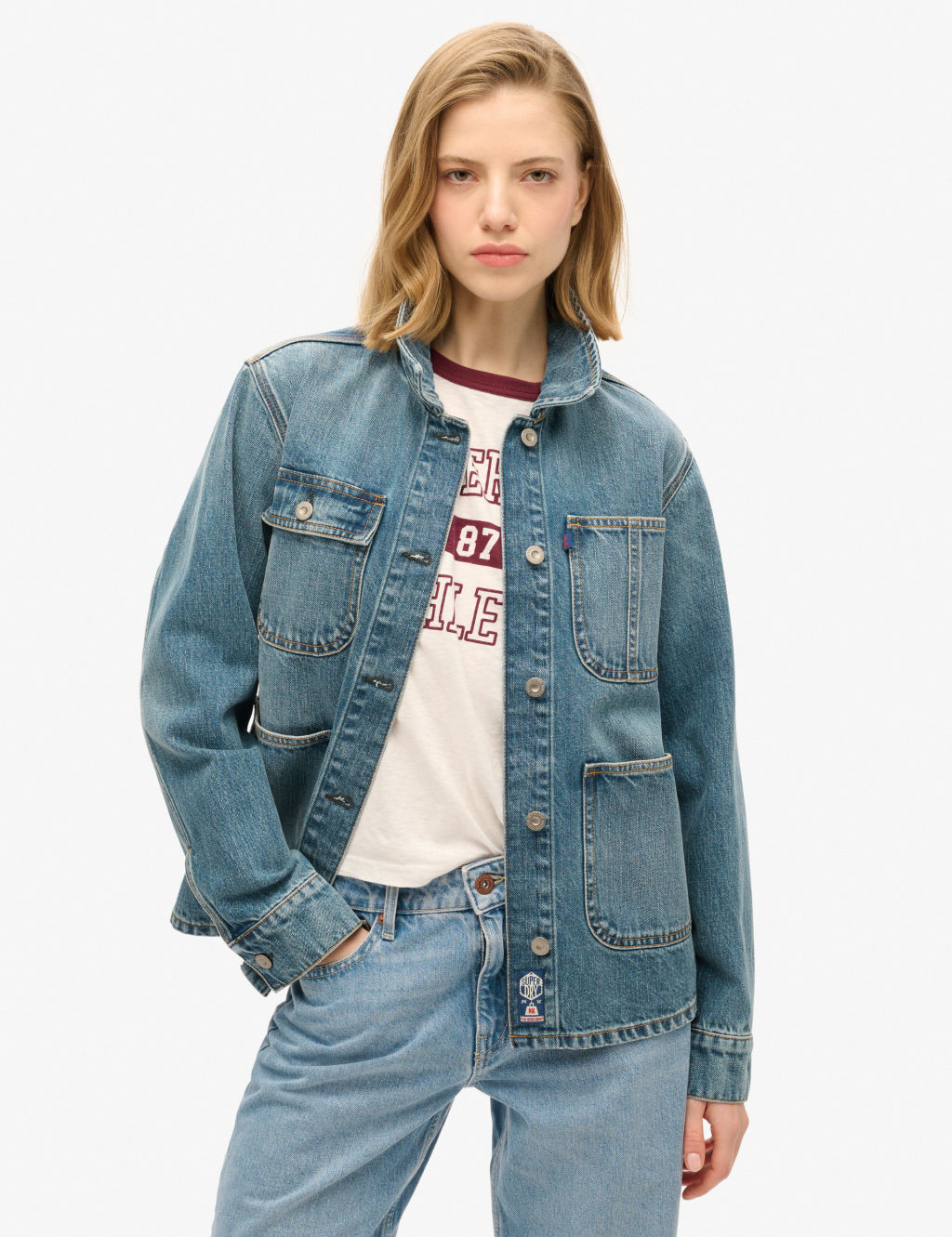 Logo Embroidered Denim Jacket