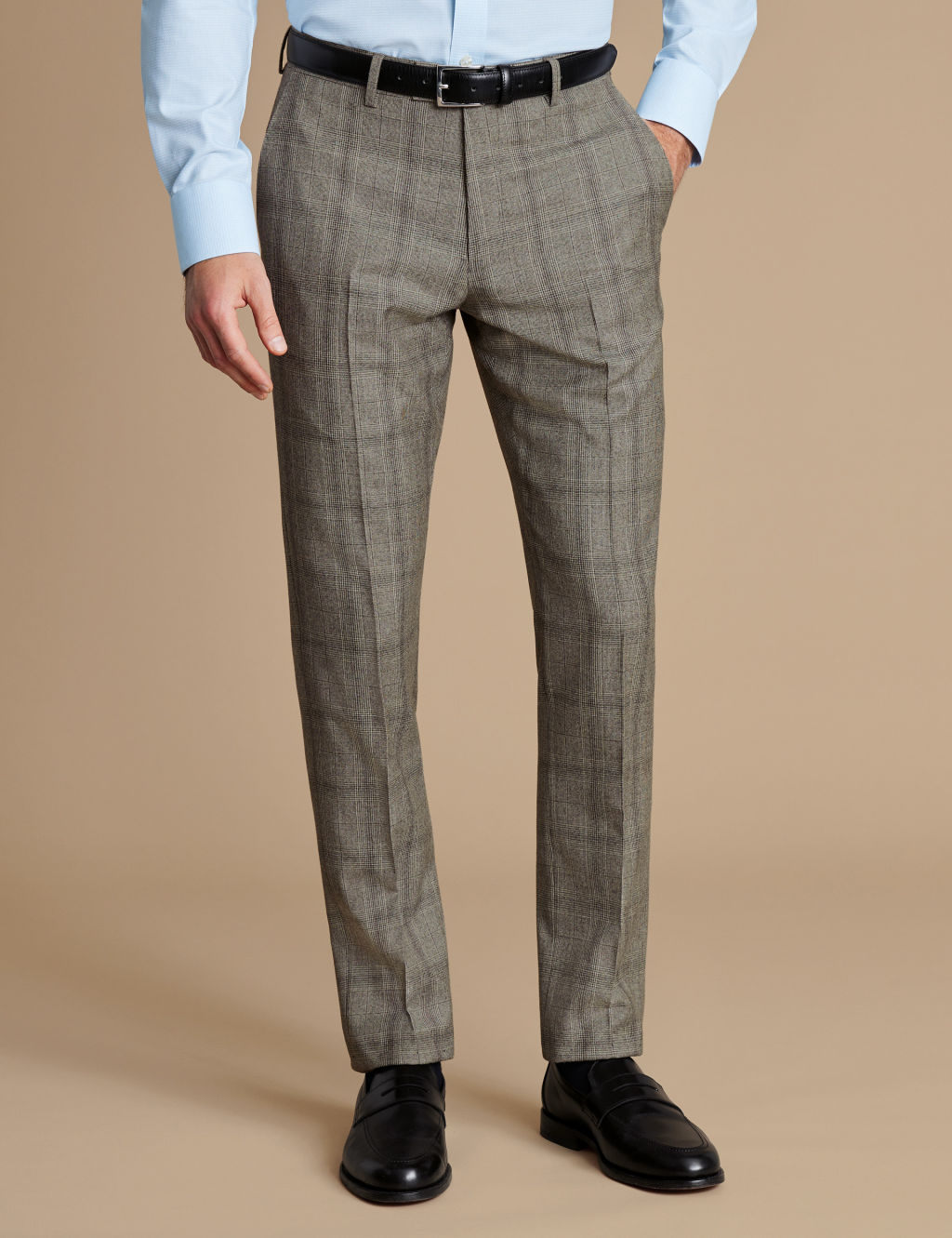 Slim Fit Pure Wool Checked Suit Trousers 1 of 4