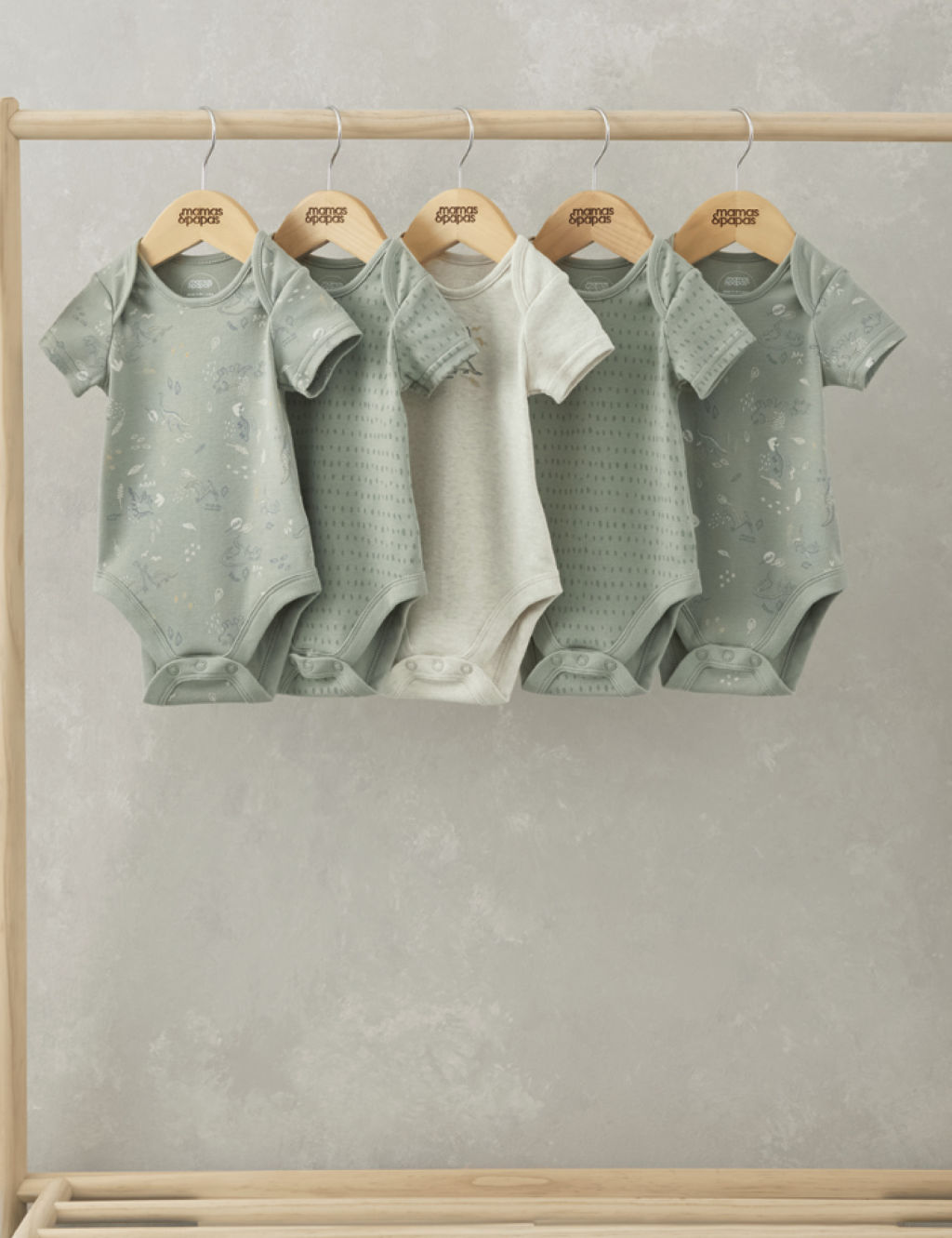 5pk Pure Cotton Dinosaur Bodysuits (6½lbs-2 Yrs)