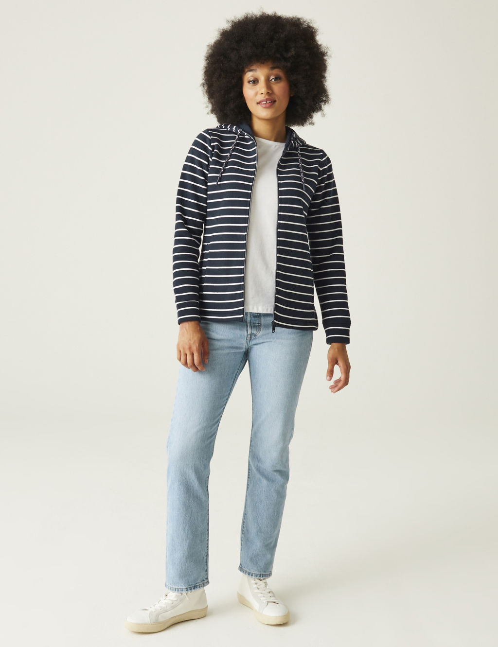 Bayletta Cotton Rich Striped Zip Up Hoodie