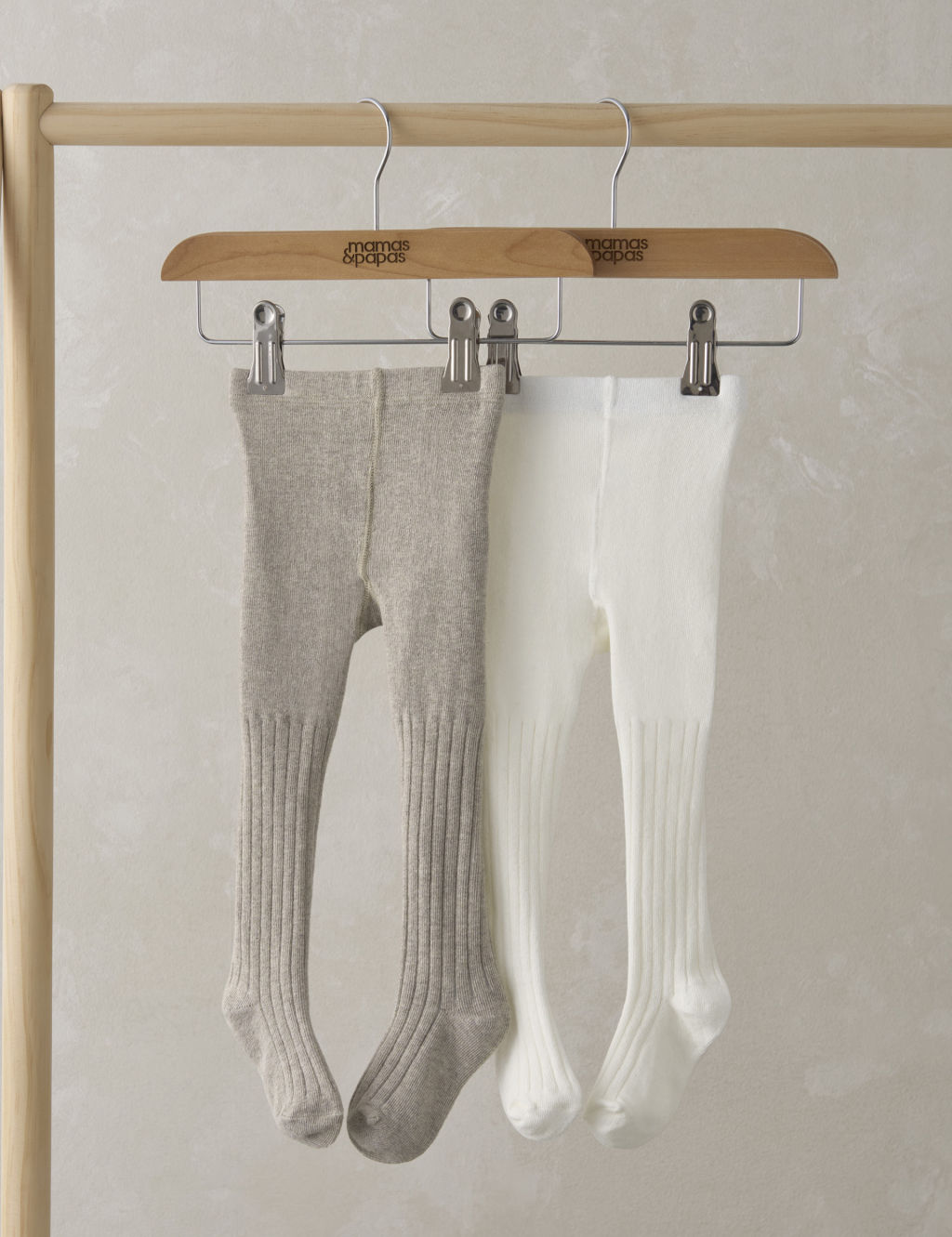 2pk Cotton Rich Ribbed Tights (0-3 Yrs)