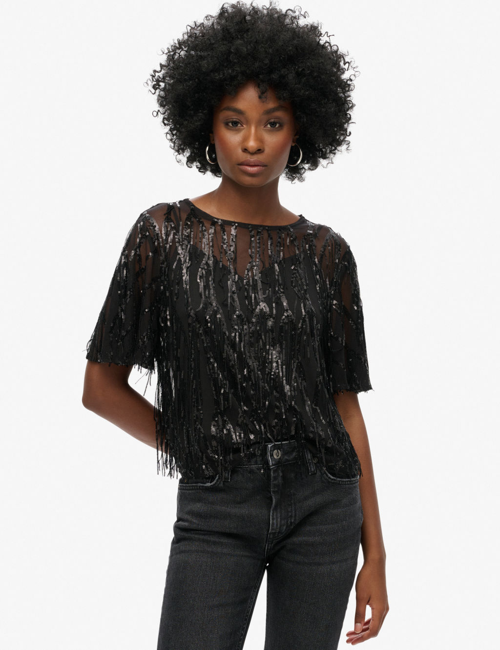 Sheer Sequin Top