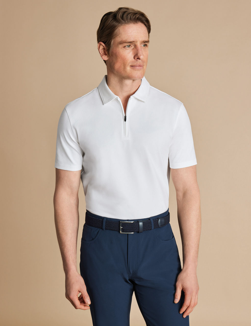 Cotton Rich Pique Half Zip Polo Shirt