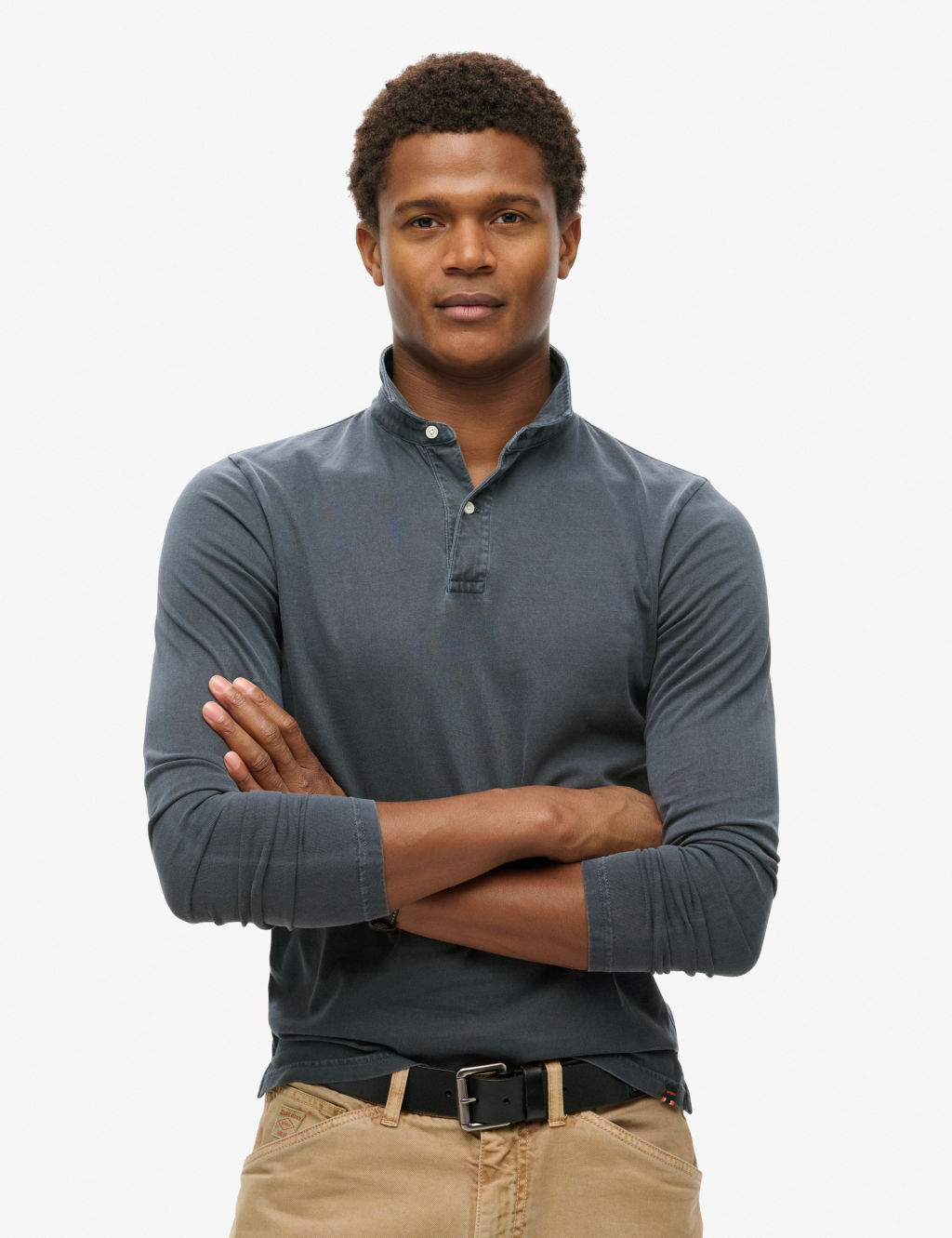 Pure Cotton Long Sleeve Polo Shirt