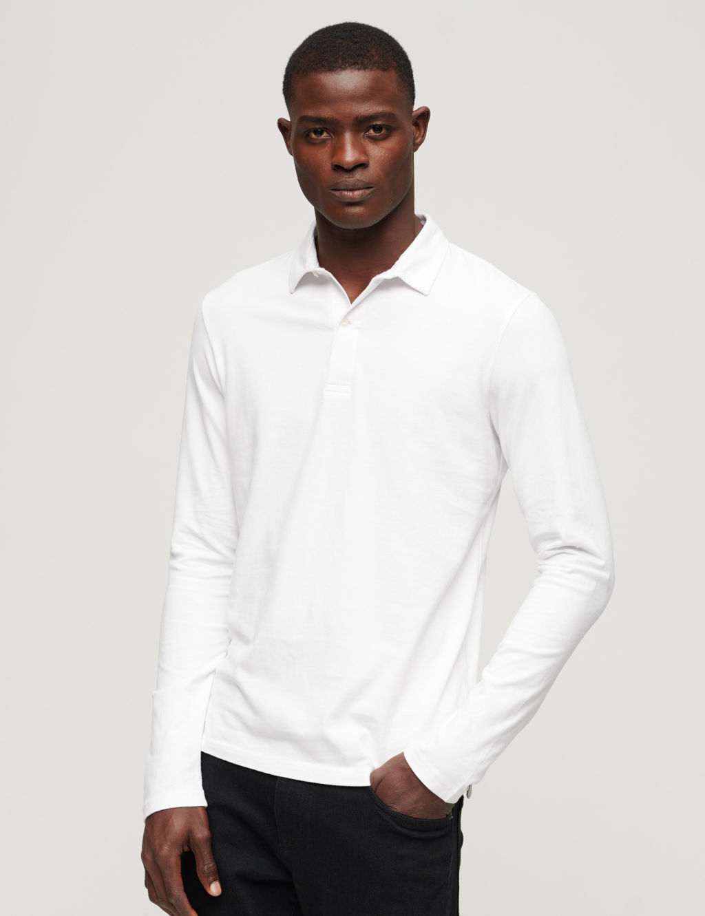 Pure Cotton Long Sleeve Polo Shirt