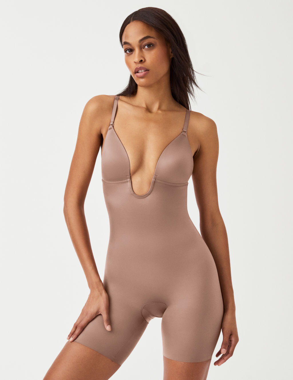 Suit Your Fancy Medium Control Plunge Low-Back Mid-Thigh Bodysuit