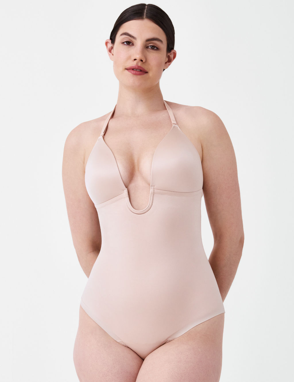 Suit Your Fancy Medium Control Plunge Low-Back Thong Bodysuit