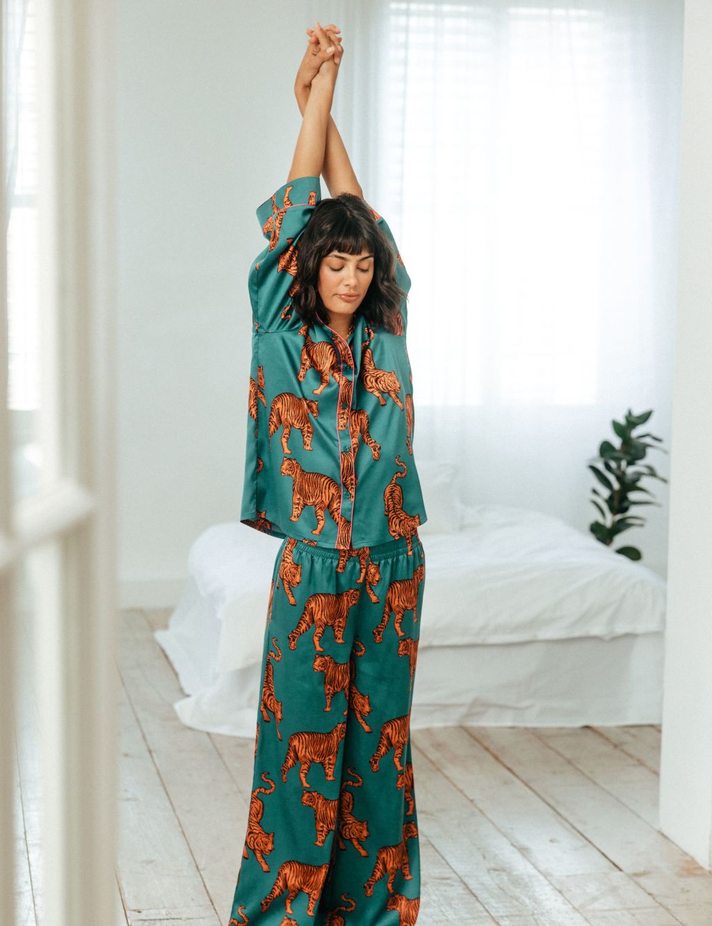 Satin Tiger Print Pyjama Set