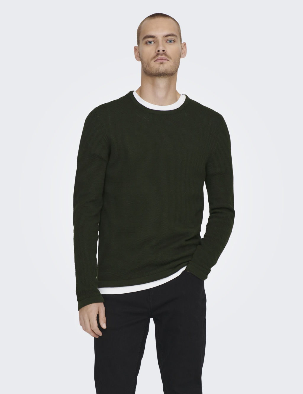 Pure Cotton Textured Crew Neck Jumper