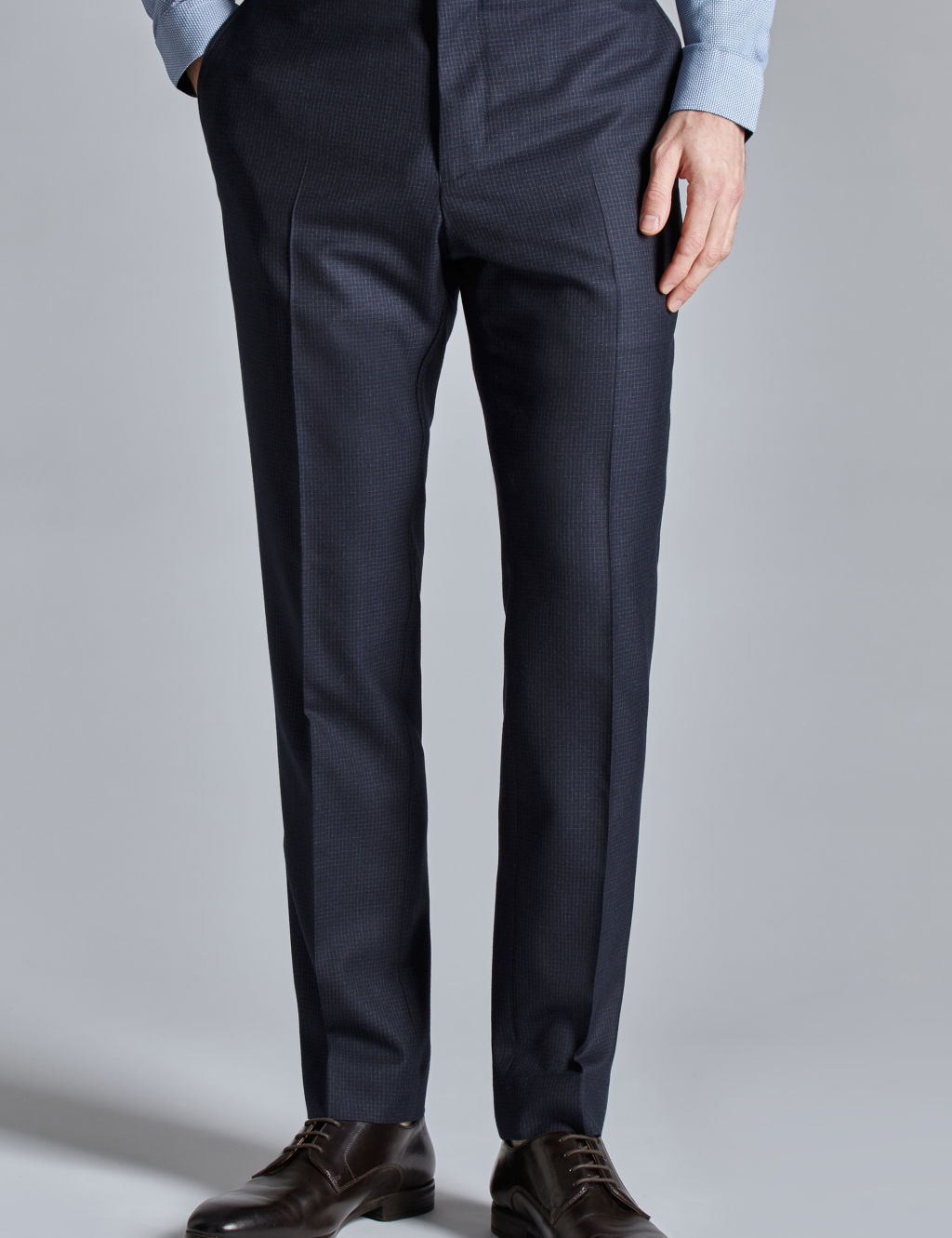 Regular Fit Wool Rich Check Suit Trousers