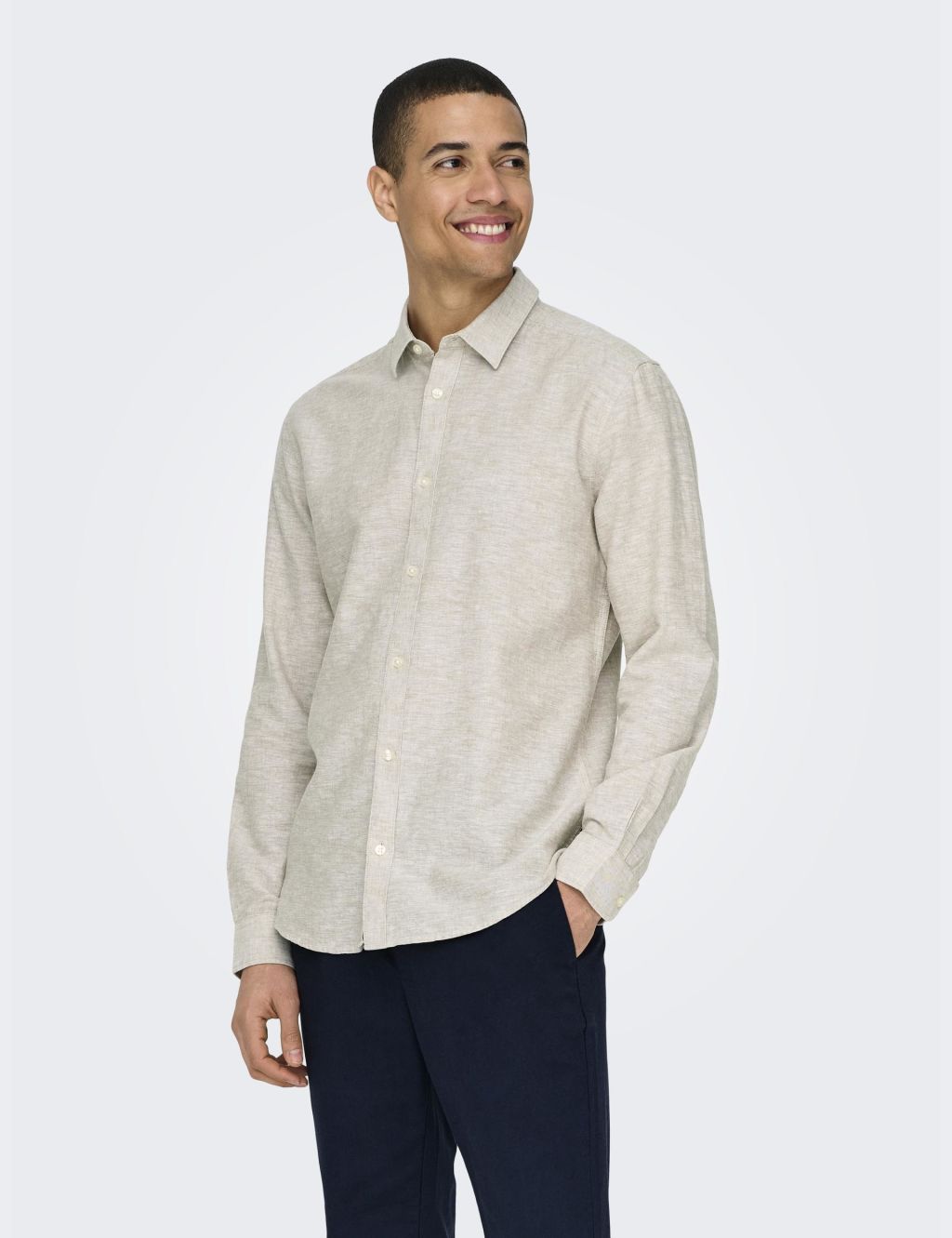 Cotton Linen Blend Slim Fit Shirt